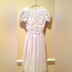 Girls Pearl and Lace Communion Dress